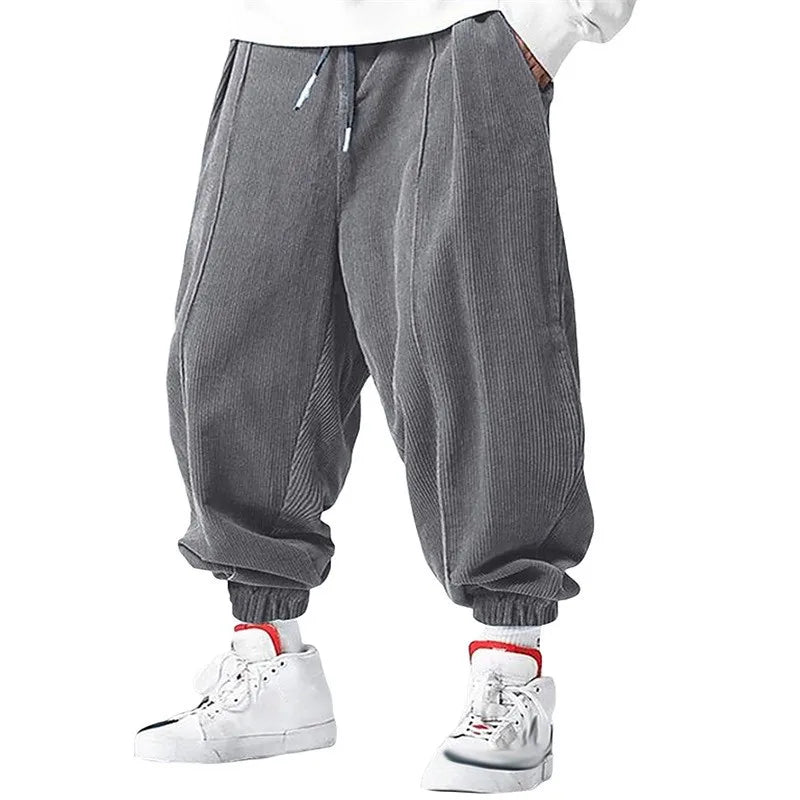Pantalones casuales sueltos de hombre para otoño con cordón