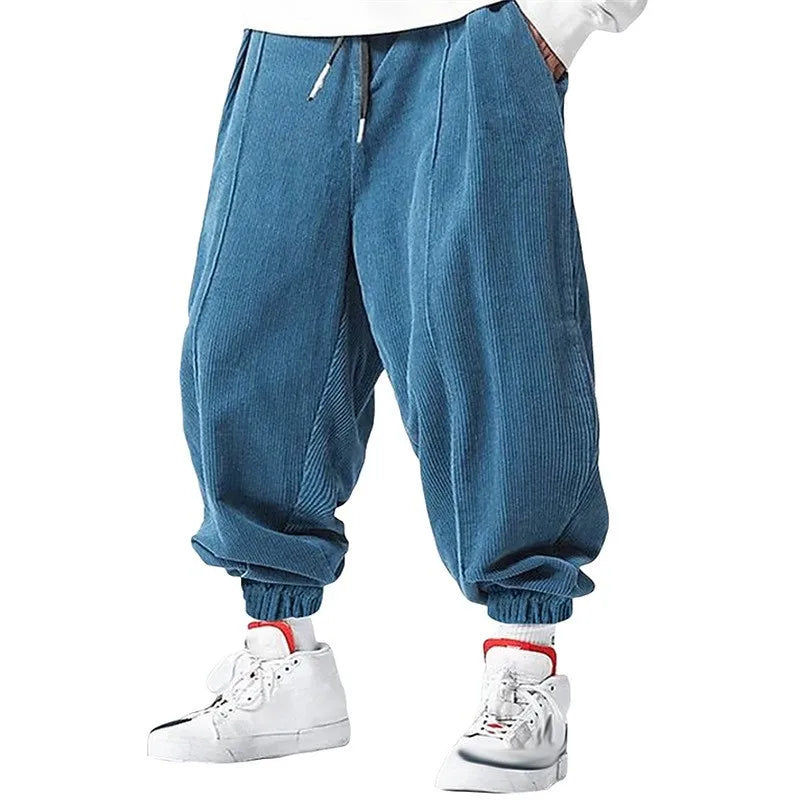 Pantalones casuales sueltos de hombre para otoño con cordón