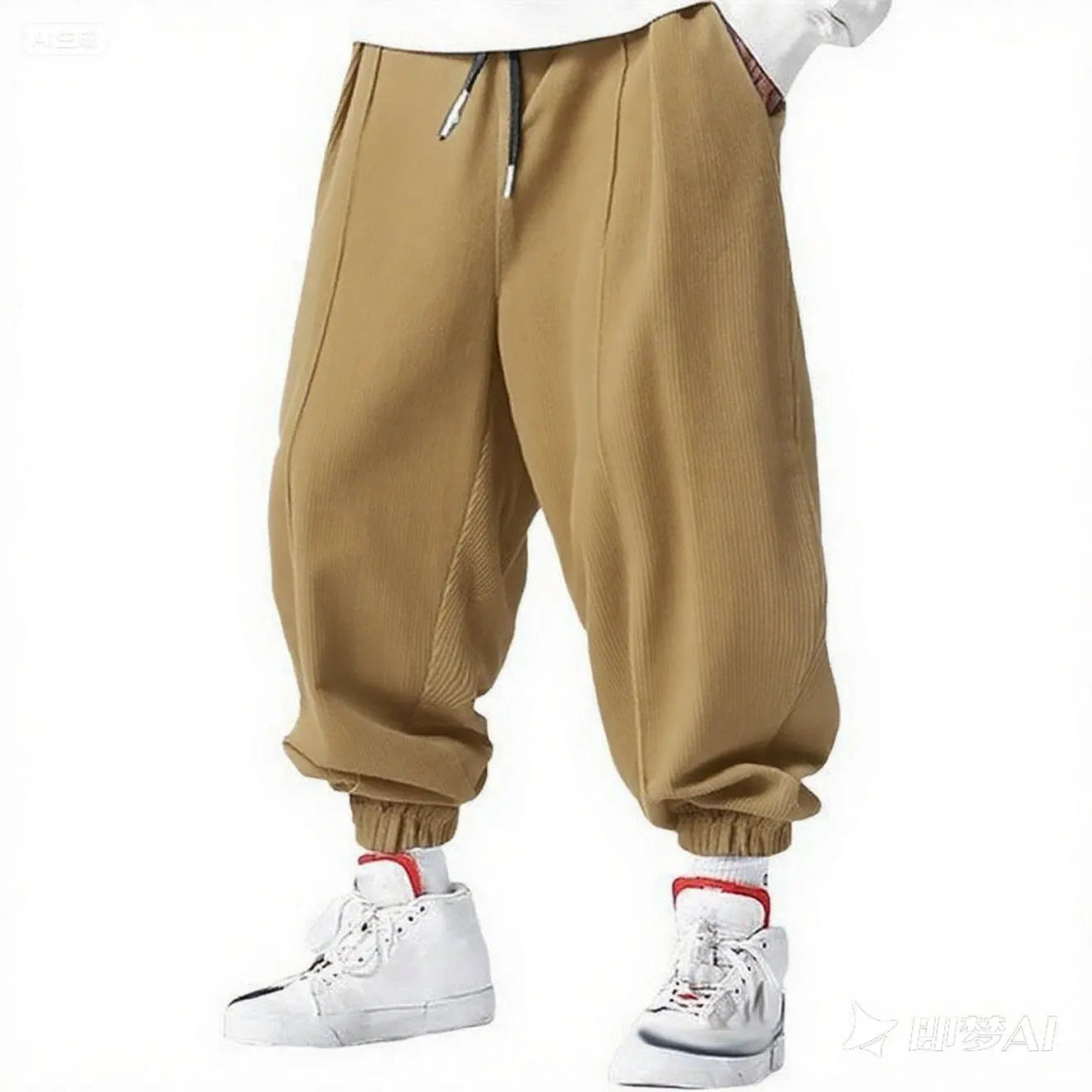Pantalones casuales sueltos de hombre para otoño con cordón