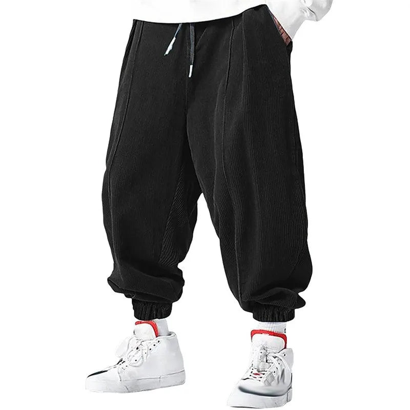 Pantalones casuales sueltos de hombre para otoño con cordón